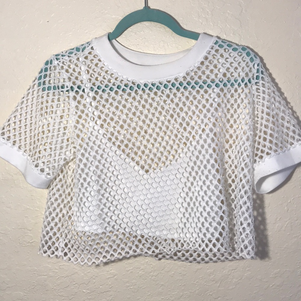 See through white going out top